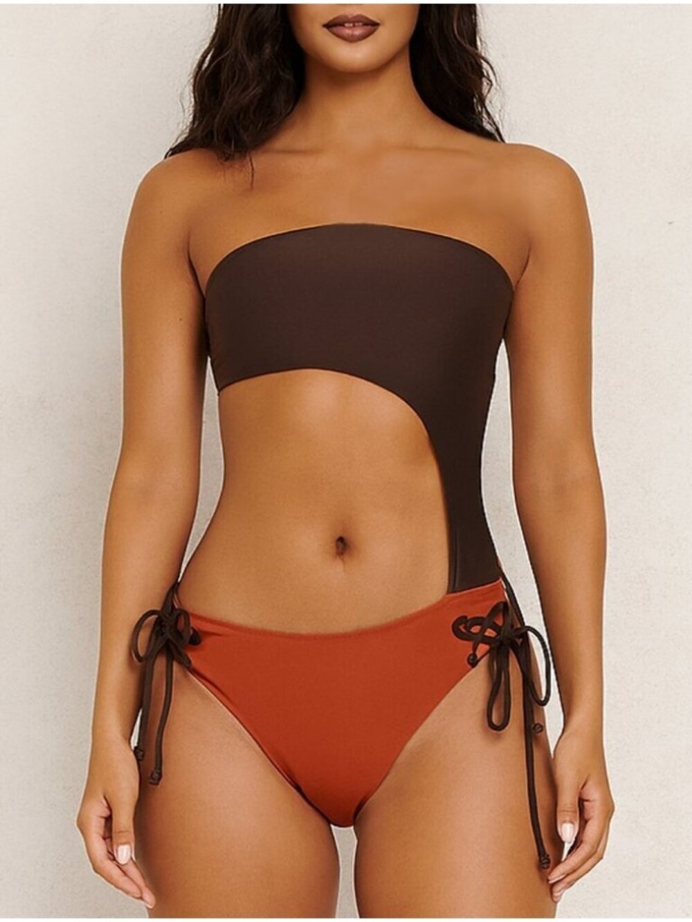 Brown orange One piece swimsuit